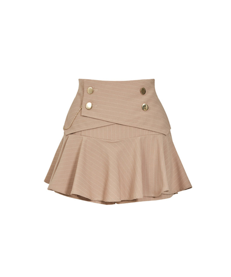 J.Jane Double Button Stripe Culotte Pants - Beige