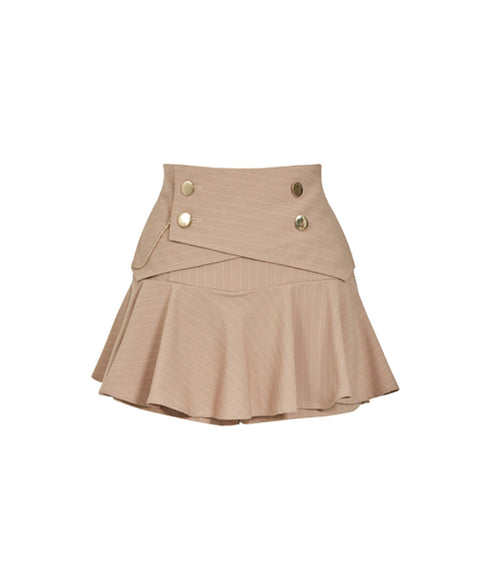 J.Jane Double Button Stripe Culotte Pants - Beige
