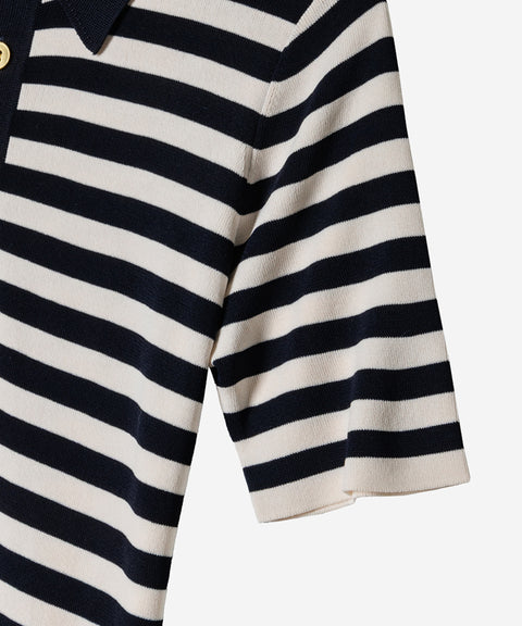 OBER Golf Striped Summer Knit - Navy