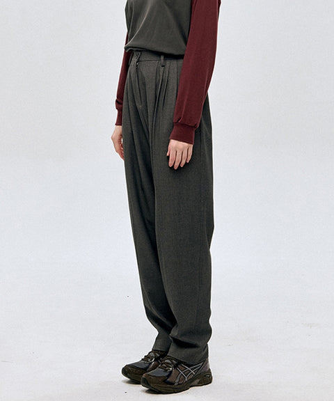 LE SONNET Straight Wool Pants - Gray