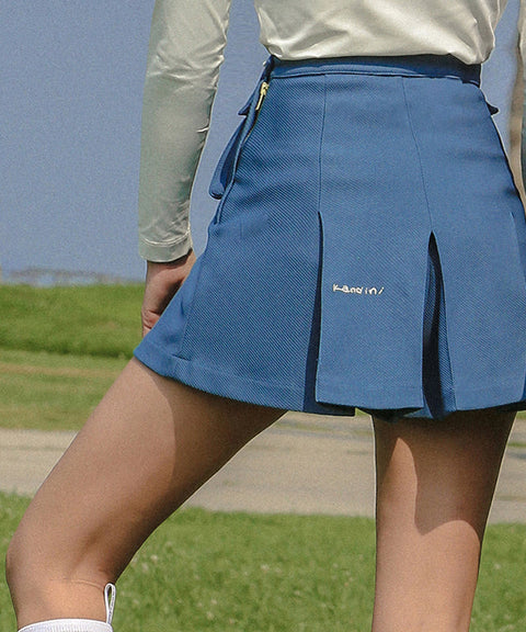 [Warehouse Sale] KANDINI  Pocket Pleats Skirt - Blue