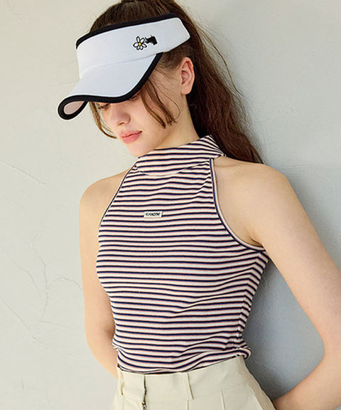 KANDINI New Stripe Halter Tee - Navy