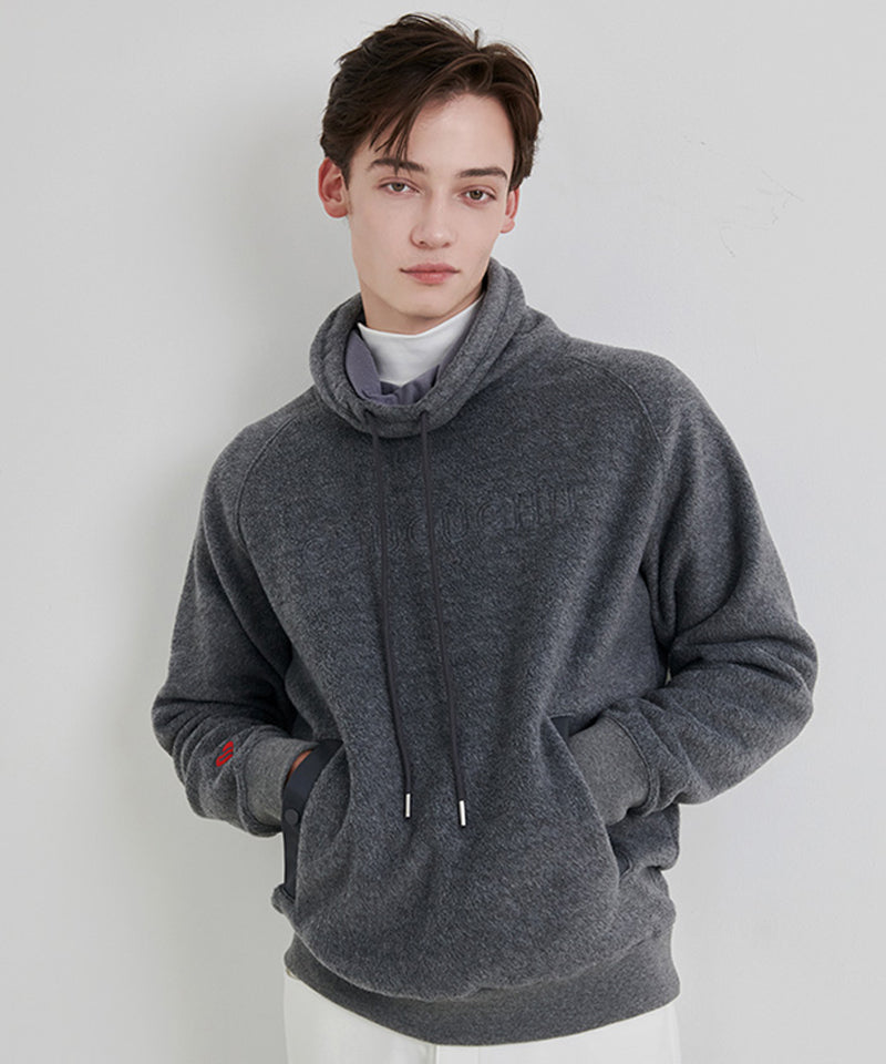 CHUCUCHU Men's Wide Neck Fleece Sweatshirt - Gray