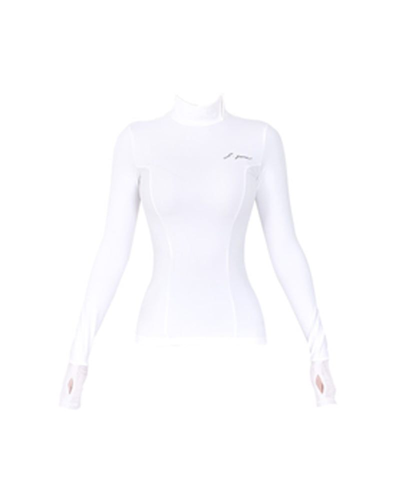 J.Jane Soft Brushed Slim High-Neck T- Shirt - White