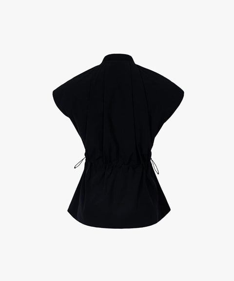 CREVE NINE: String Woven Long Vest - Black