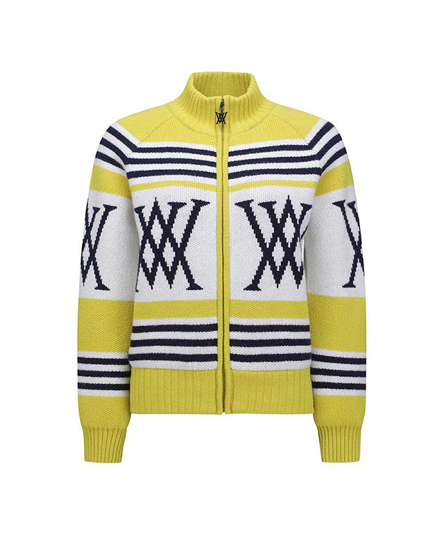 ANEW Golf: Women Logo Point Cardigan - Mustard