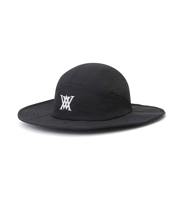 ANEW Golf: Embossed Big Brim Perforated Bucket Hat - Black