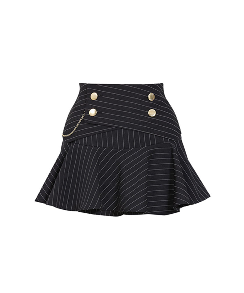 J.Jane Double Button Stripe Culotte Pants - Black