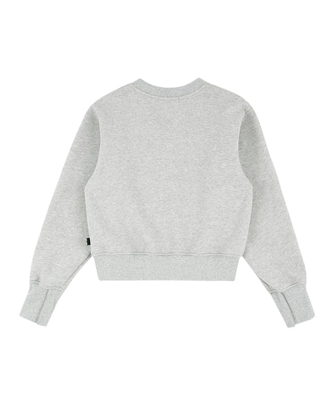 AVEN V-neck Semi-Crop Sweatshirt - Melange Gray