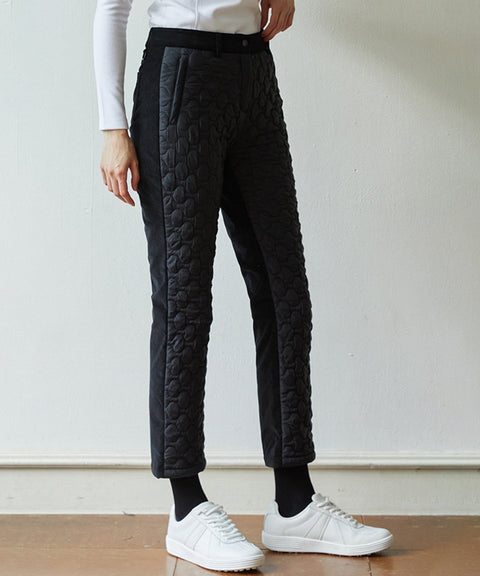 [Warehouse Sale] Haley Women's Front And Back Color Matching Quilted Pants - Black