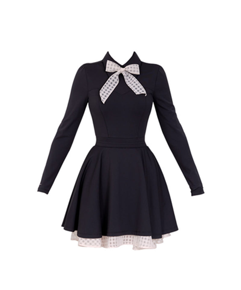 Top Rated J.Jane Classic Color Contrast Ribbon Flared Dress - Black XS / Black Premium Golf & Lifestyle Wear