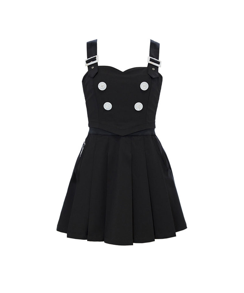 J.Jane Pleats Suspenders Dress - Black