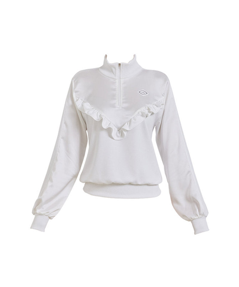 J.Jane Satin Frill Sweatshirt - White