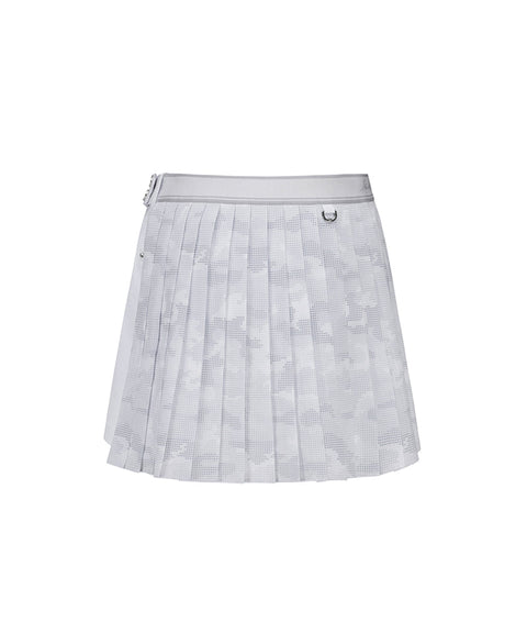 W Camo Print Detachable Pleats H/PT - White