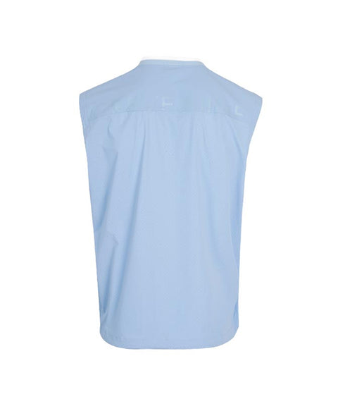 CREVE NINE: Men's Drop Shoulder String Woven Vest - S/Blue