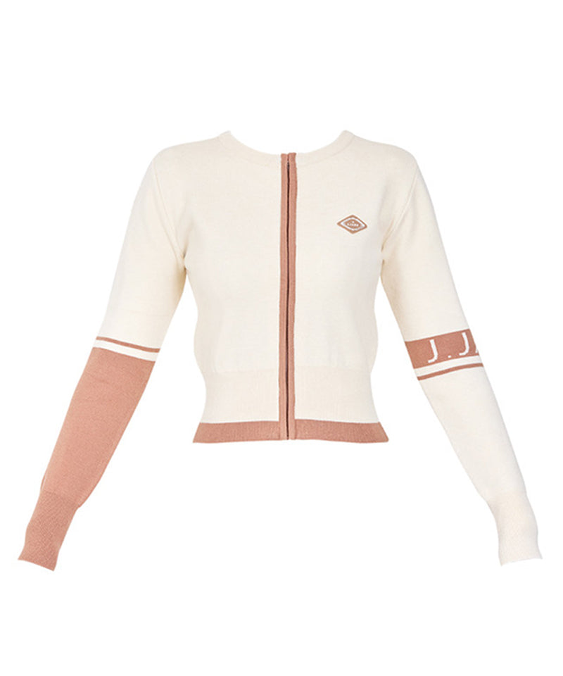J.Jane Color Line Knit Zip-up Cardigan - Beige
