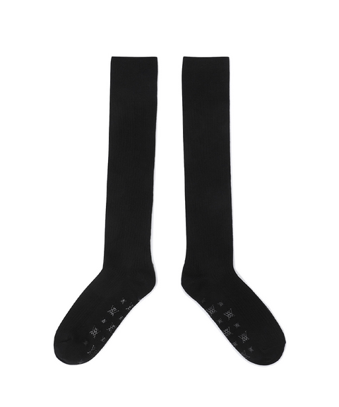 Women's Logo Point Knee Socks - Black