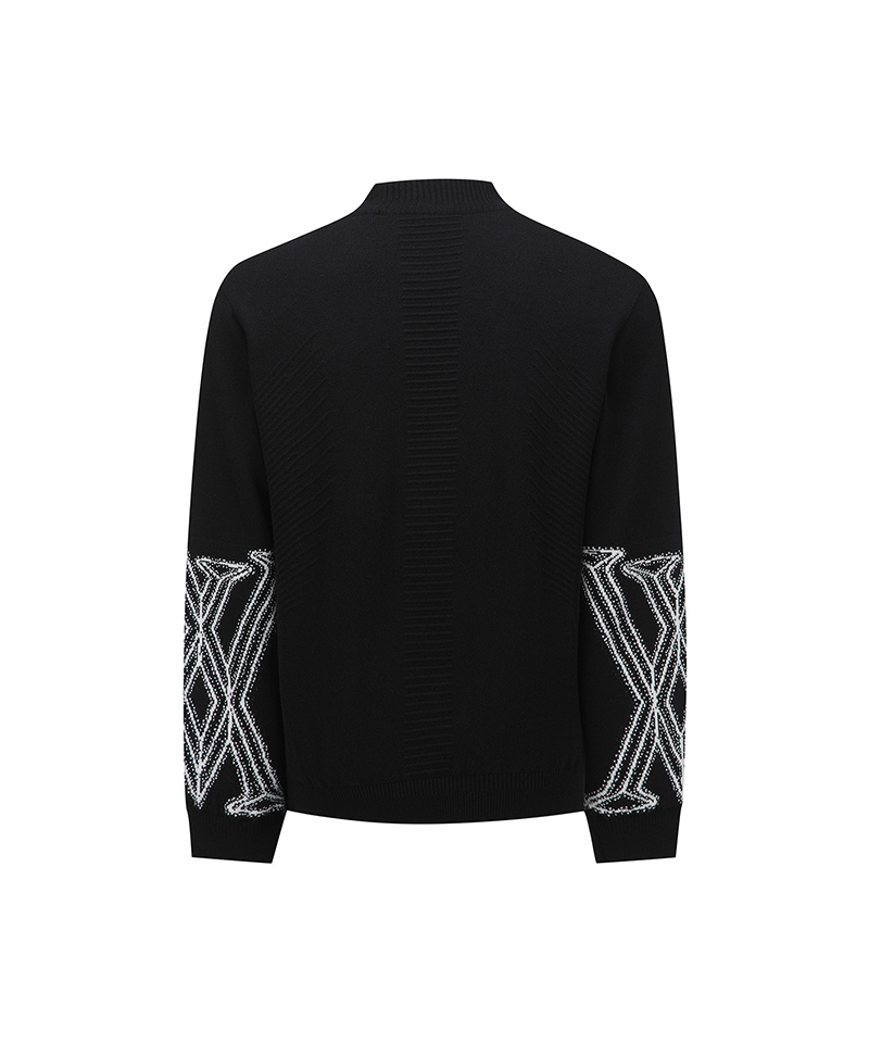 Men's WI Fuzzy Logo Point Sweater - Black