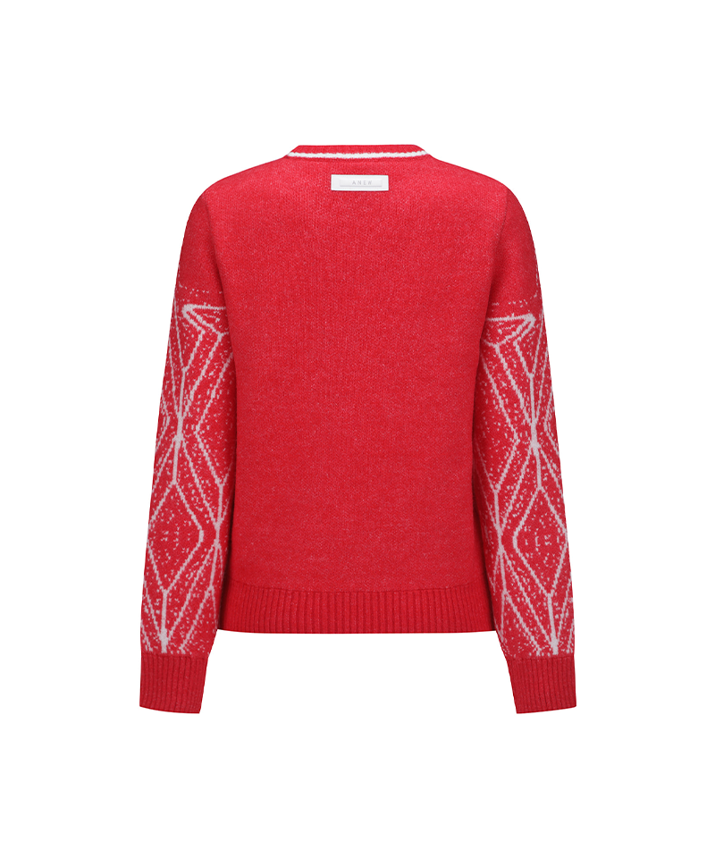 Women's WI Fuzzy Logo Point Sweater - Red
