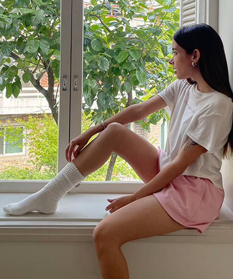 PIV'VEE Curved Hem T-shirt - Cloud White
