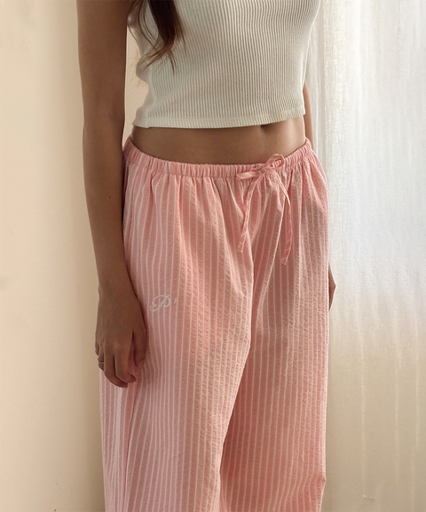 PIV'VEE Easy Stripe Pants - Bubble Pink