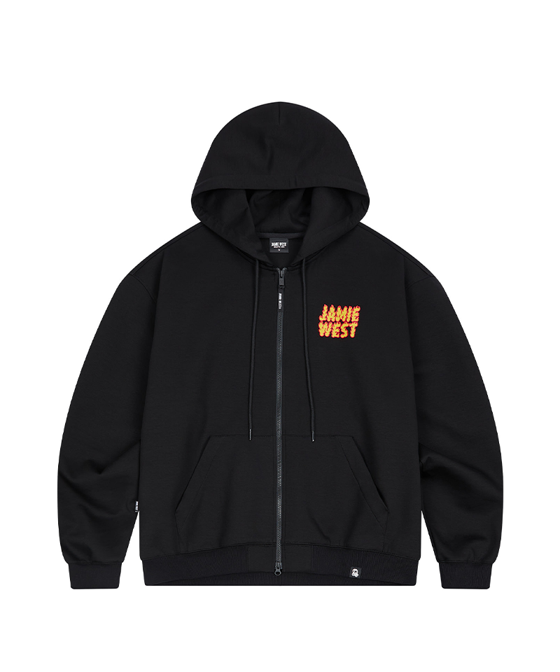 Jamie West Fire Lettering Hoodie Zip-Up - Black