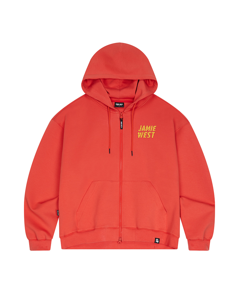 Jamie West Fire Lettering Hoodie Zip-Up - Orange