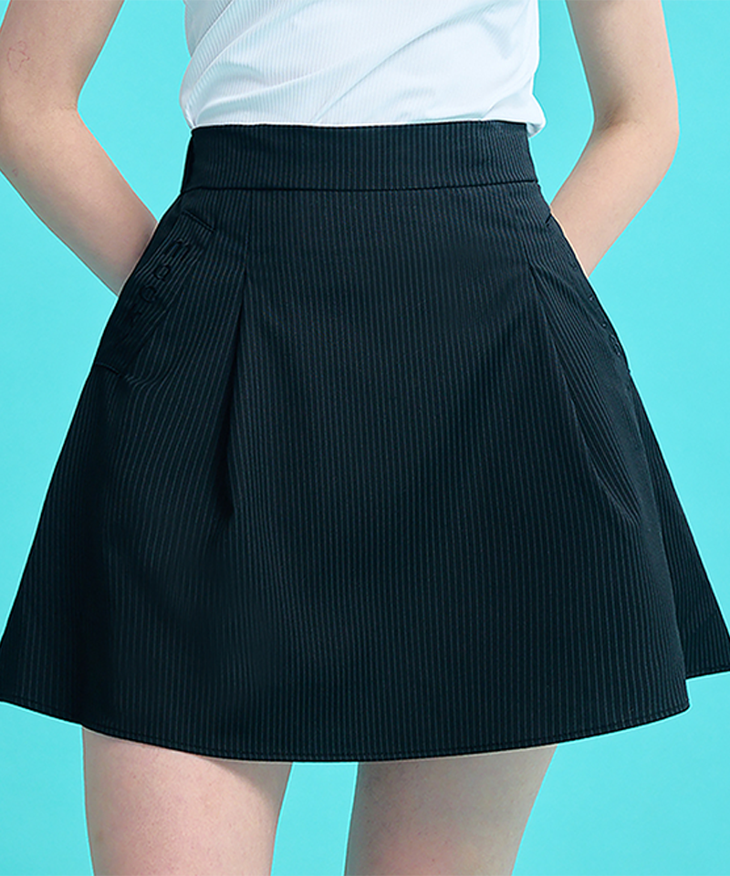 Full Line Stripe Skirt - Black
