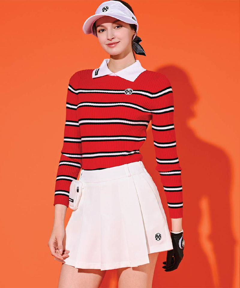 Mahes Golf Soft Ribbed Knit Designed With High Quality Yarn - Red