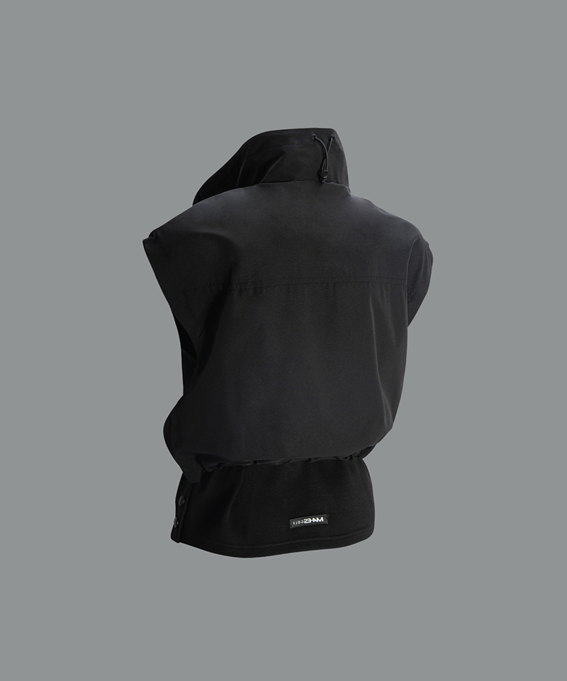 Jersey Layered High Neck All Season Windbreaker - Black