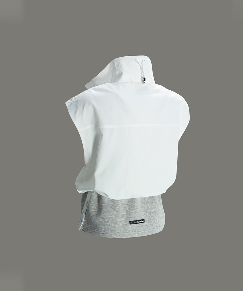 Jersey Layered High Neck All Season Windbreaker - White