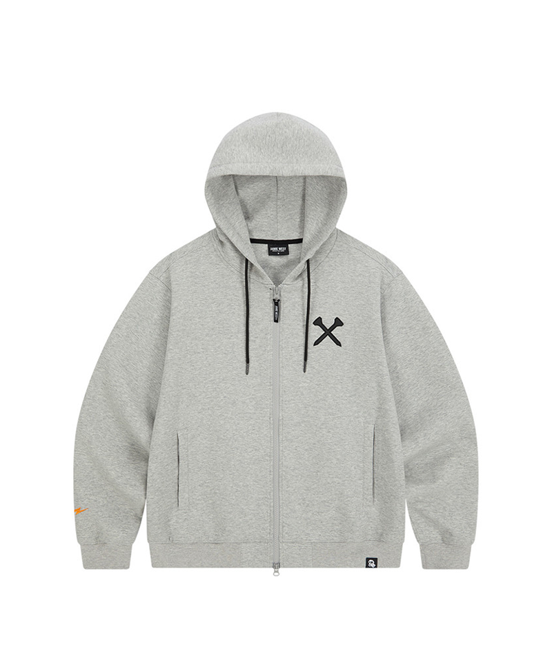 Jamie West Club Hoodie Applique Zip-up - Grey