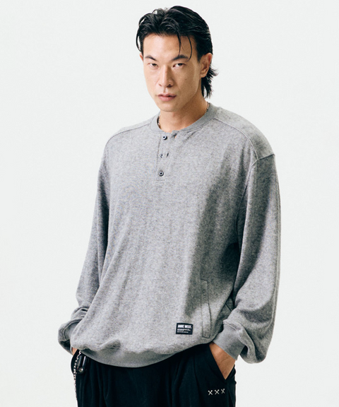 Jamie West Henley-Neck Pocket Knit MTM - Grey
