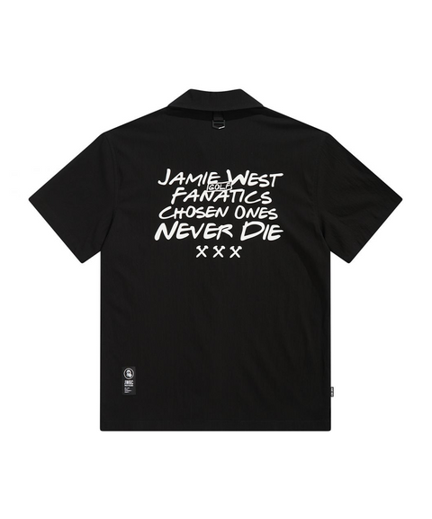 Jamie West Lettering Open Collar Shirts - Black