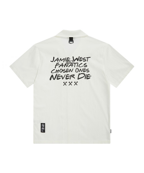 Jamie West Lettering Open Collar Shirts - White