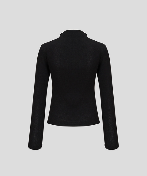 KANDINI Covered Button Cardigan - Black