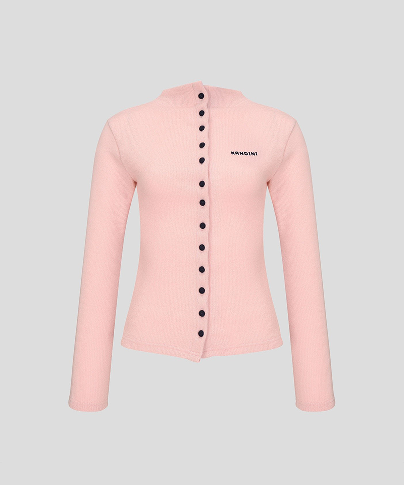 KANDINI Covered Button Cardigan - Pink