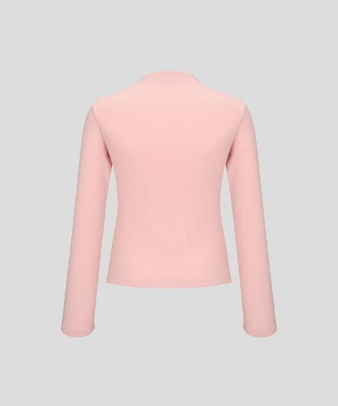 KANDINI Covered Button Cardigan - Pink