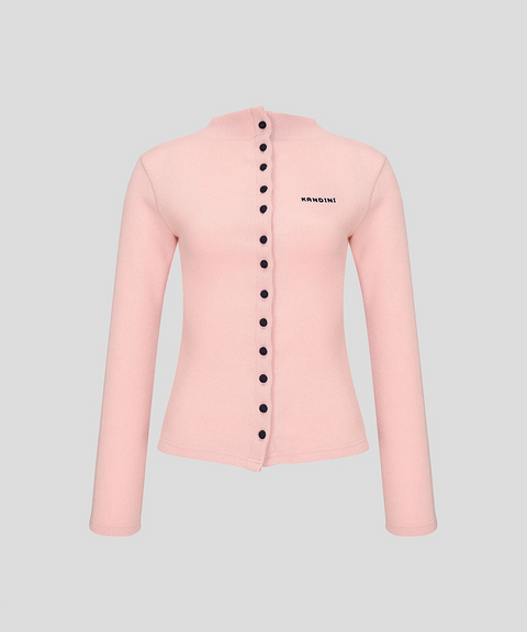 KANDINI Covered Button Cardigan - Pink