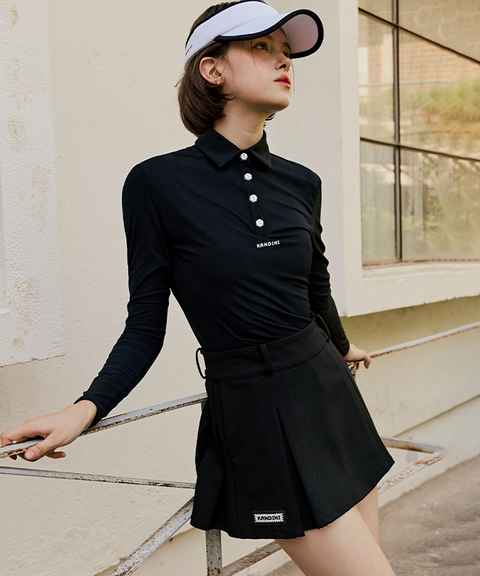 KANDINI EdgeLine Long Sleeve Polo - Black