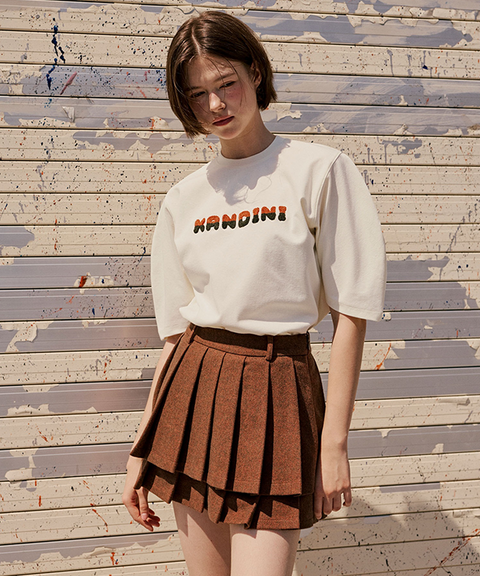 KANDINI Fluffy Logo Puff Tee - Cream