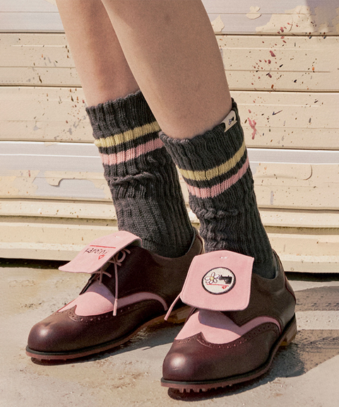 KANDINI Ribbed Stripe Crew Socks - 2 Colors