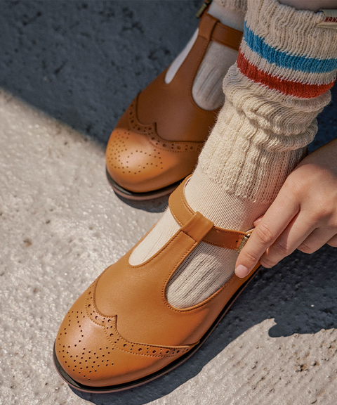 KANDINI T-Strap Maryjane Loafer - Dark Orange
