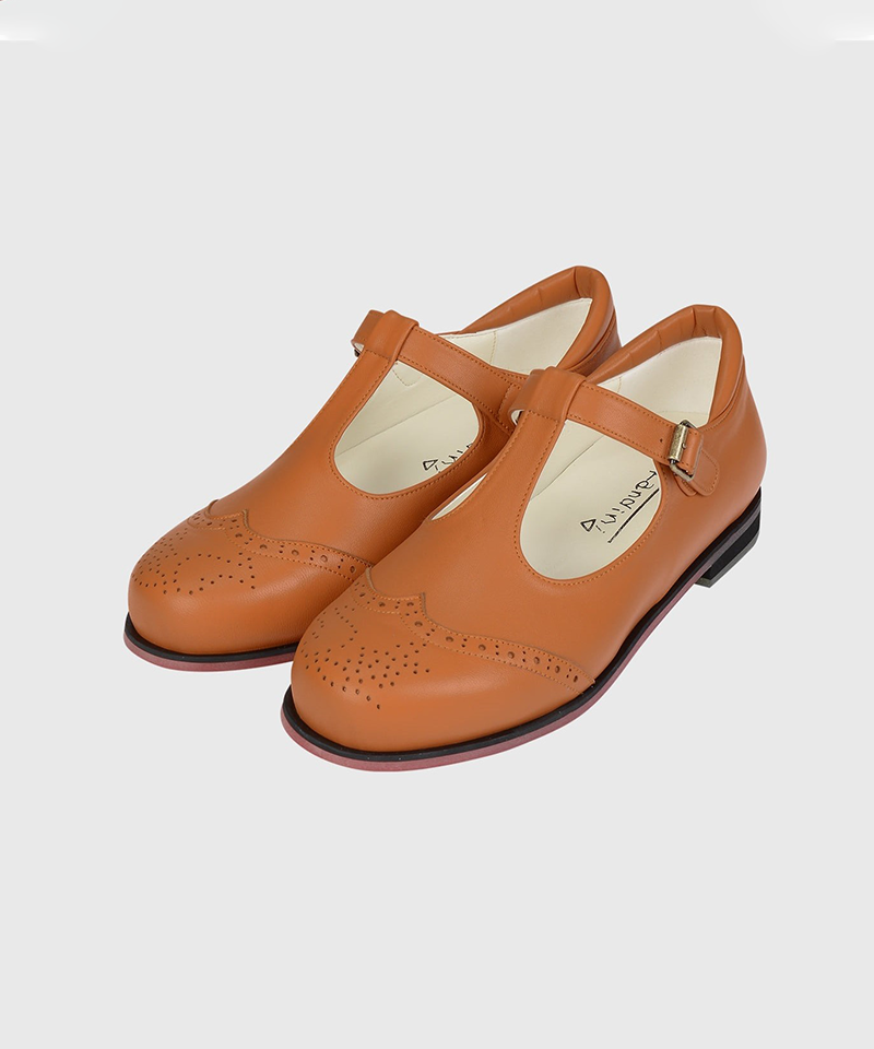 KANDINI T-Strap Maryjane Loafer - Dark Orange