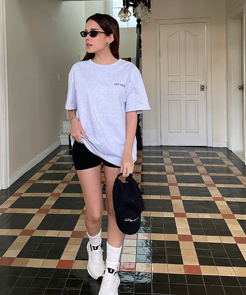 PIV'VEE Positive Sports Club Boxy T-Shirt - Snow Grey