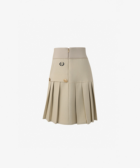 GFJ Golf Women's High Waist Pleat Skirt - Beige