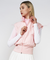 LENUCU Color Combination Mock Neck Inner Tee - Pink / White