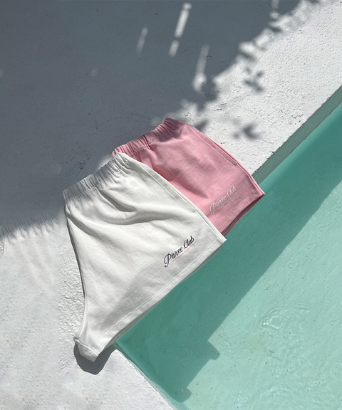 PIV'VEE Printed Drawstring Shorts - Cloud White