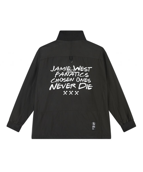Jamie West Stand Collar Lettering Windbreaker - Black