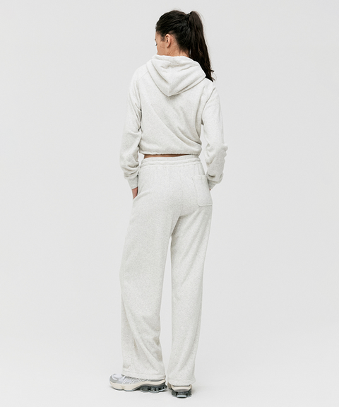 Goal Studio Women's Terry Fleece Cropped Full Zip-Up Hoodie - Oatmeal